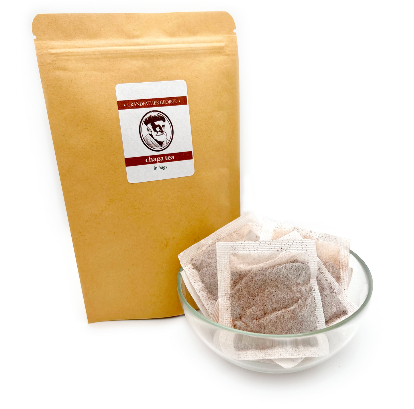 Siberian wild chaga mushroom powder tea in bags, 20 bags x 2g