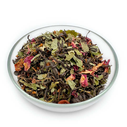 Ivan tea large leaf with chaga, blackcurrant leaves, rose hips and rose petals