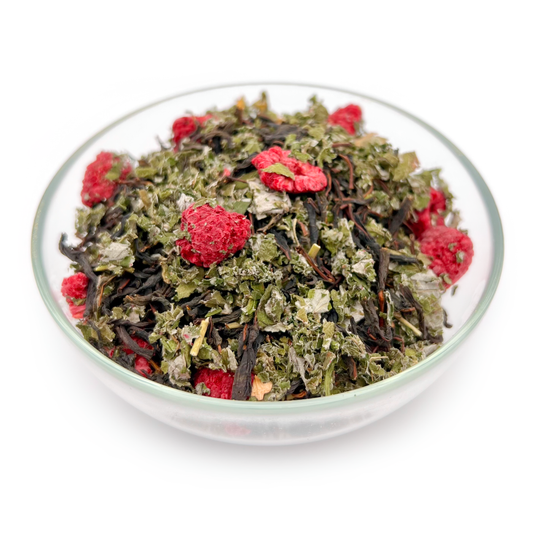 Ivan tea large leaf with raspberry and raspberry leaves, fermented